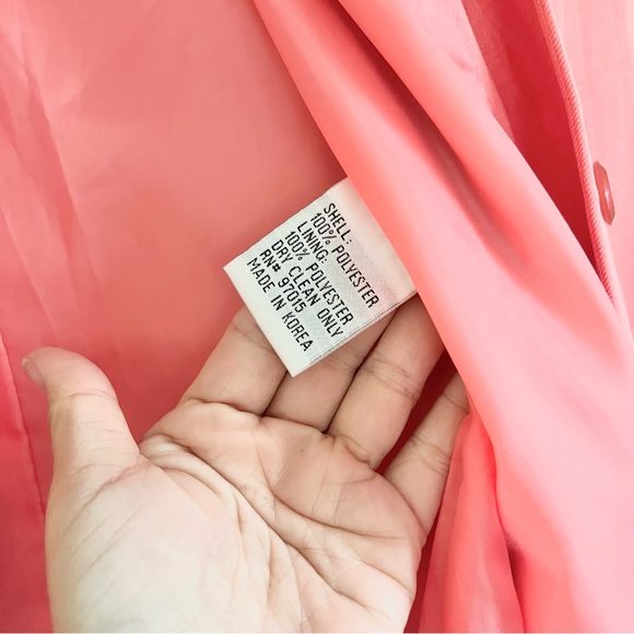 Oleg Cassini Salmon Pink Long Blazer Upper Buttons Workwear Professional Coat 14 - Picture 8 of 10